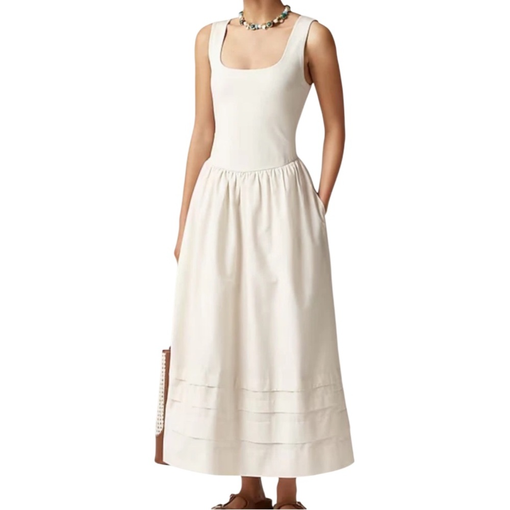 J.Crew Drop-waist mixy dress in natural/Ivory color Size Medium NWT